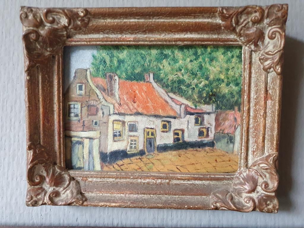 oud klein schilderij , olieverfschilderij, Ophalen