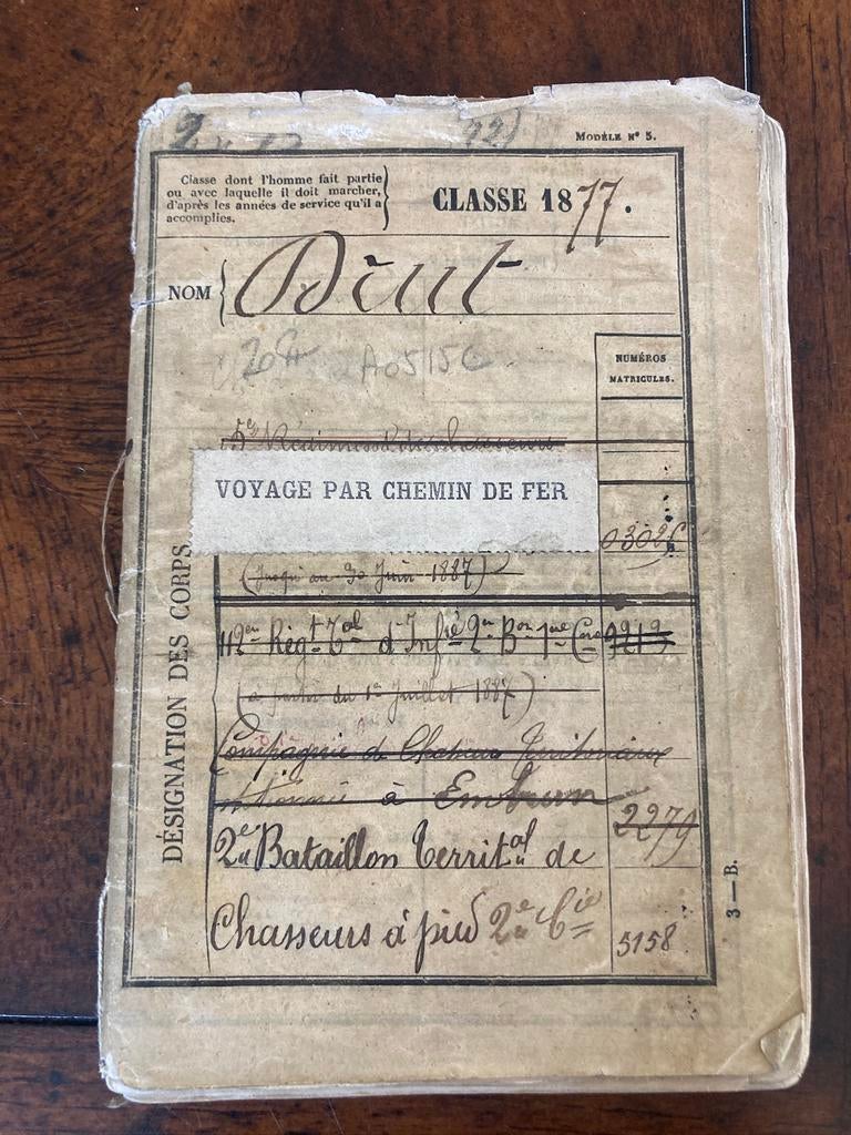 Militair zakboekje Frankrijk militair paspoort, Verzamelen, Militaria | Algemeen, Ophalen of Verzenden, Landmacht, Overige gebieden