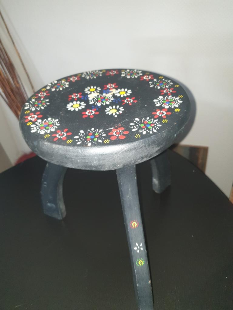 Vintage beschilderd melkkrukje - 27 cm hoog, Huis en Inrichting, Ophalen of Verzenden, Gebruikt, Hout