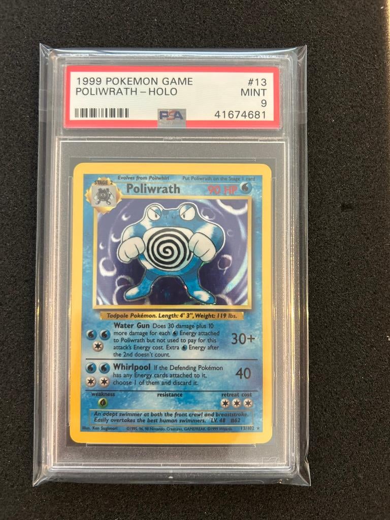 13/102 base poliwrath psa 9, Hobby en Vrije tijd, Verzamelkaartspellen | Pokémon, Ophalen of Verzenden, Zo goed als nieuw, Foil