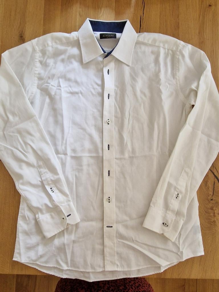 Mooi wit overhemd van Alveare maat 42 slim fit, Kleding | Heren, Overhemden, Ophalen of Verzenden, Zo goed als nieuw, Wit, Halswijdte 41/42 (L)