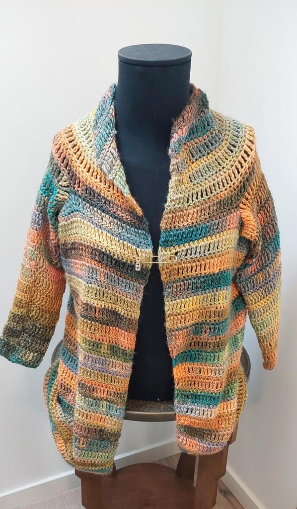 Nieuw gehaakt lang vest L/XL uniek handgemaakt, Kleding | Dames, Truien en Vesten, Nieuw, Maat 42/44 (L), Ophalen of Verzenden