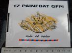 sticker 17 painfbat gfpi prinses Irene logo embleem leger, Verzenden, Zo goed als nieuw, Bedrijf of Vereniging