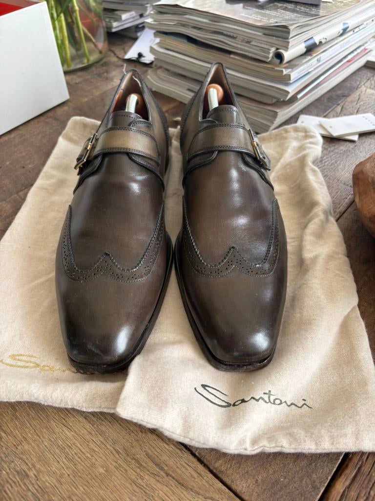 Santoni gespschoen - maat 10.5 / 44.5, Kleding | Heren, Overige kleuren, Ophalen of Verzenden, Gespschoenen, Zo goed als nieuw