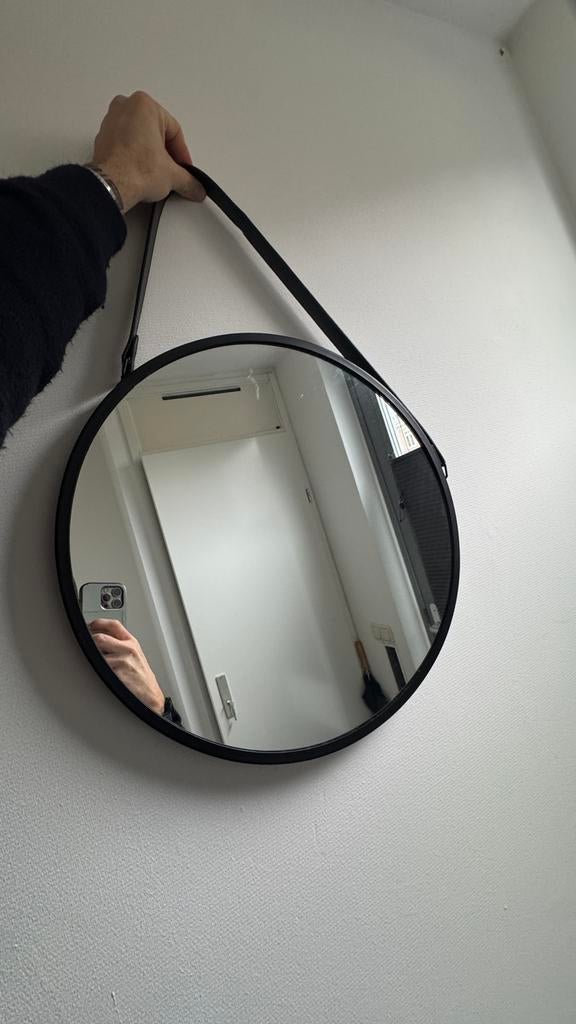 Spiegel, Huis en Inrichting, Woonaccessoires | Spiegels, Ophalen, Minder dan 50 cm, Rond, Zo goed als nieuw