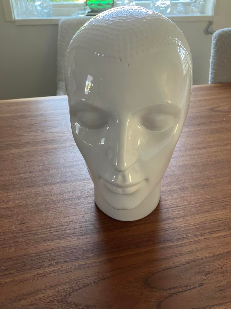 Witte keramische mannequin hoofd voor hoeden/pruiken, Ophalen of Verzenden, Zo goed als nieuw, Modern, Wit