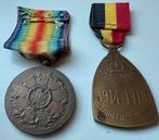twee medailles Belgie wereldoorlog 1, Verzamelen, Militaria | Algemeen, Ophalen of Verzenden, Landmacht, Overige gebieden, Lintje, Medaille of Wings