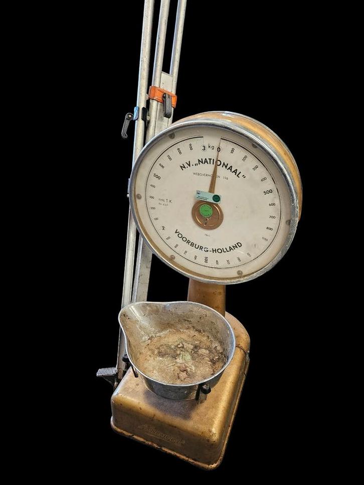 Antieke winkelweegschaal N.V. Nationaal Voorburg-Holland, Antiek en Kunst, Antiek | Woonaccessoires, Ophalen