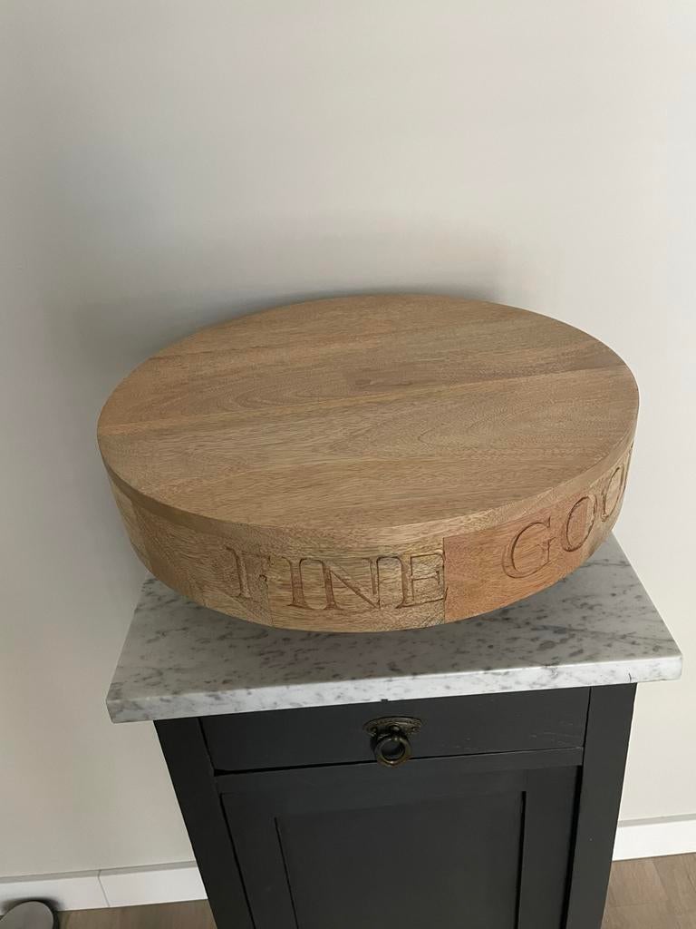Riviera Maison houten dienblad rond, Huis en Inrichting, Woonaccessoires | Dienbladen, Ophalen, Zo goed als nieuw, Rond, Hout