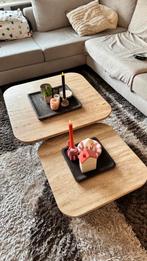 Zittmaxx Eleonora Travis salontafels walnoot/travertin, Huis en Inrichting, Tafels | Salontafels, Gebruikt, Vierkant, Minder dan 50 cm
