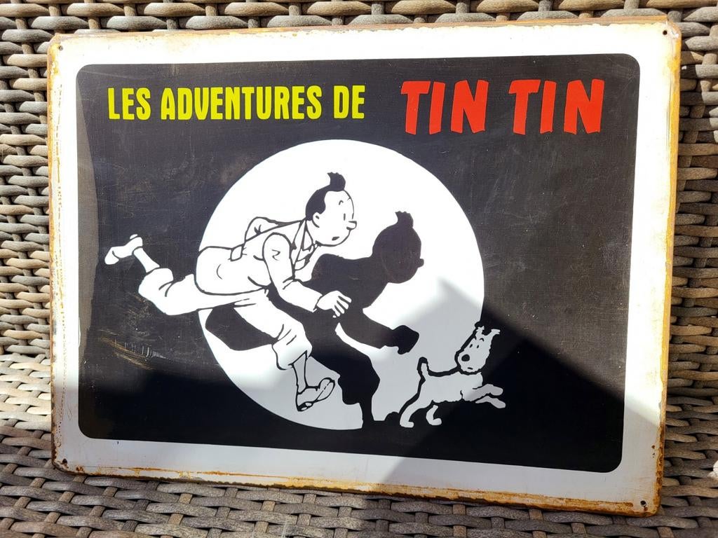 Vintage Metalen Bord: Les Aventures de Tin Tin, Ophalen of Verzenden