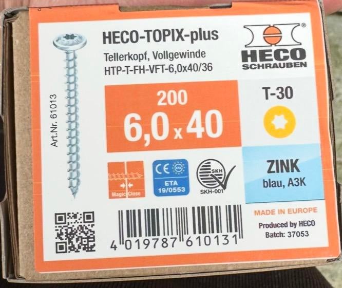HECO-TOPIX-plus schroeven 6,0x40, 200 stuks, Ophalen of Verzenden, Nieuw, Minder dan 50 mm, Schroeven