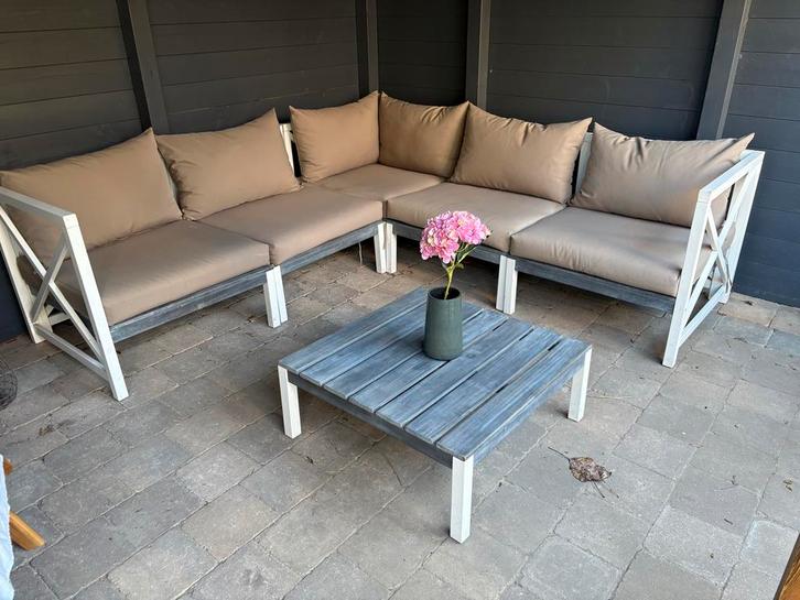 Loungeset 5-zits met salontafel Pure collection, Tuin en Terras, Tuinsets en Loungesets, Gebruikt, Loungeset, Hout, 5 zitplaatsen