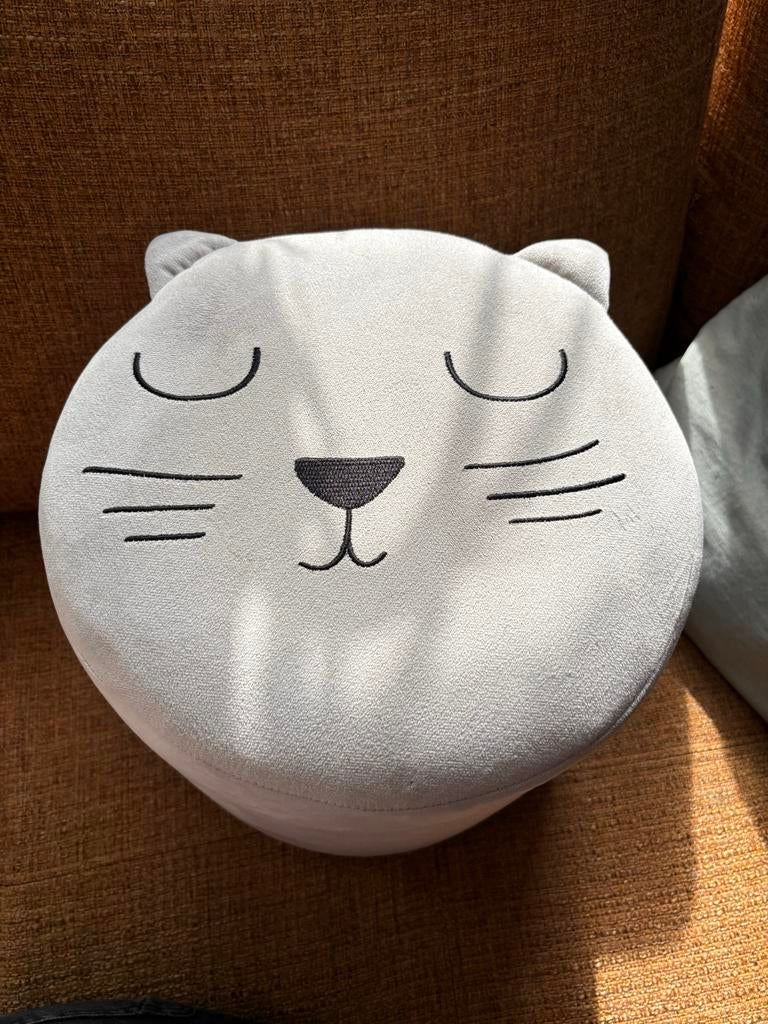 Poef met kat, Minder dan 50 cm, Rond, Ophalen of Verzenden, Zo goed als nieuw