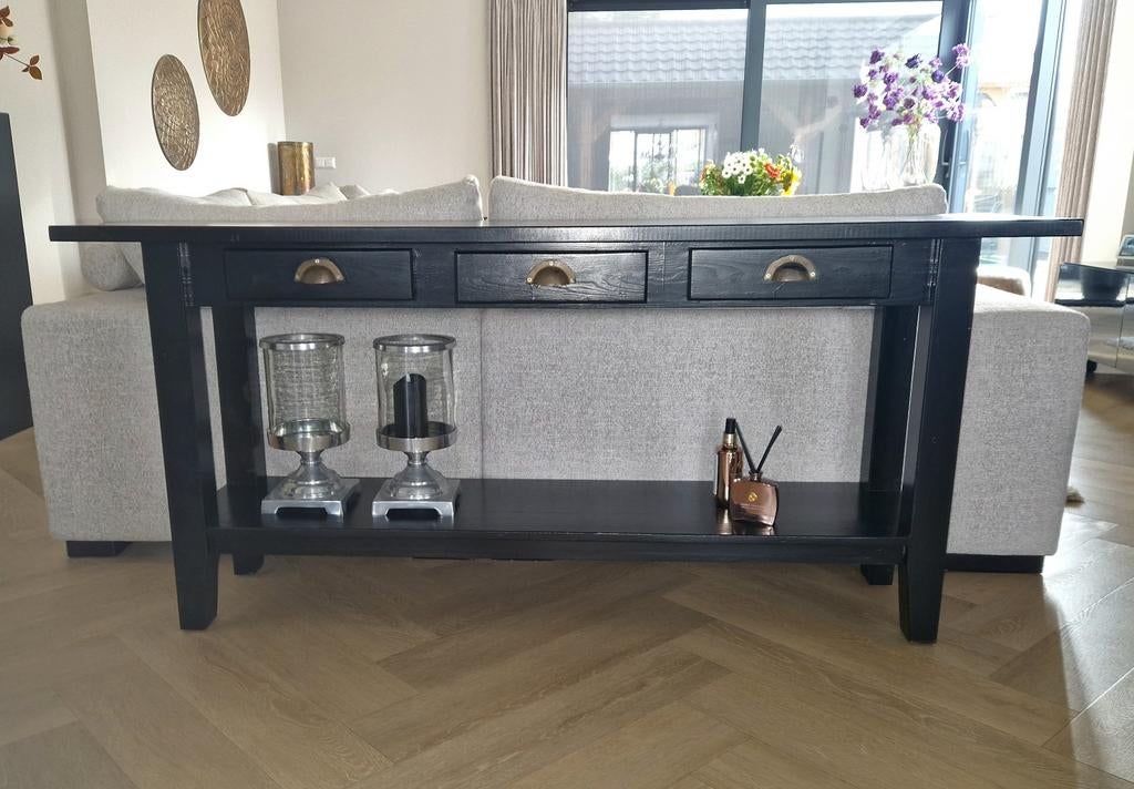 Zwarte sidetable met lades, Huis en Inrichting, Tafels | Sidetables, Ophalen