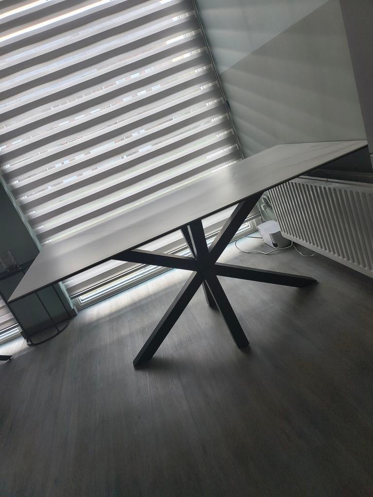 Marmerlook Eettafel - Krasvrij Blad - 90x160 cm, Huis en Inrichting, Tafels | Eettafels, Ophalen, Overige materialen, 50 tot 100 cm