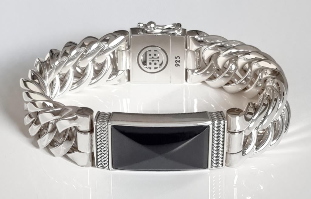 Buddha to Buddha Chain Small Pyramid Black Onyx €140 korting, Ophalen of Verzenden, Nieuw, Zilver, Zilver