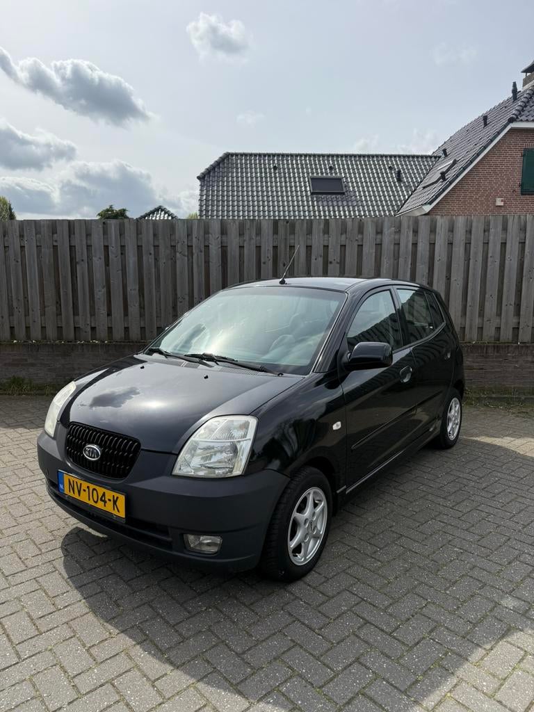 Kia Picanto 1.1 48KW 2007 Zwart Airco elektrische ramen!, 4 cilinders, Zwart, Bedrijf, Handgeschakeld