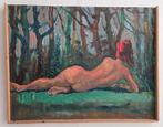 Naakt. Liggende vrouw. Olieverf op hout., Ophalen of Verzenden