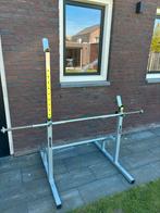 Fitness set: squatrek, bankje, buikspierbank, halterstang, Sport en Fitness, Ophalen, Gebruikt, Benen, Fitnessbank