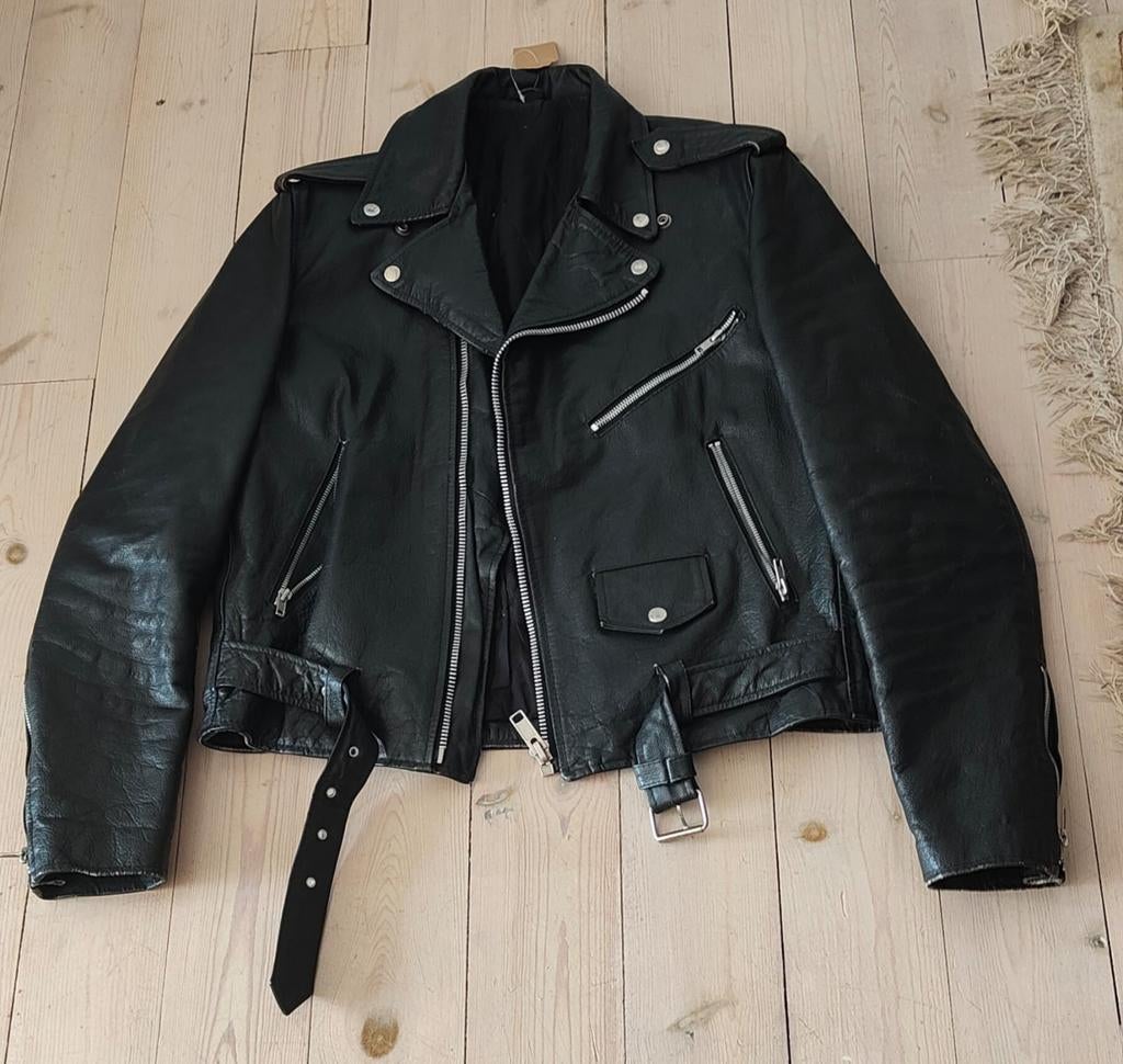 Leren bikerjack, Ophalen of Verzenden, Zo goed als nieuw, Maat 56/58 (XL), Zwart