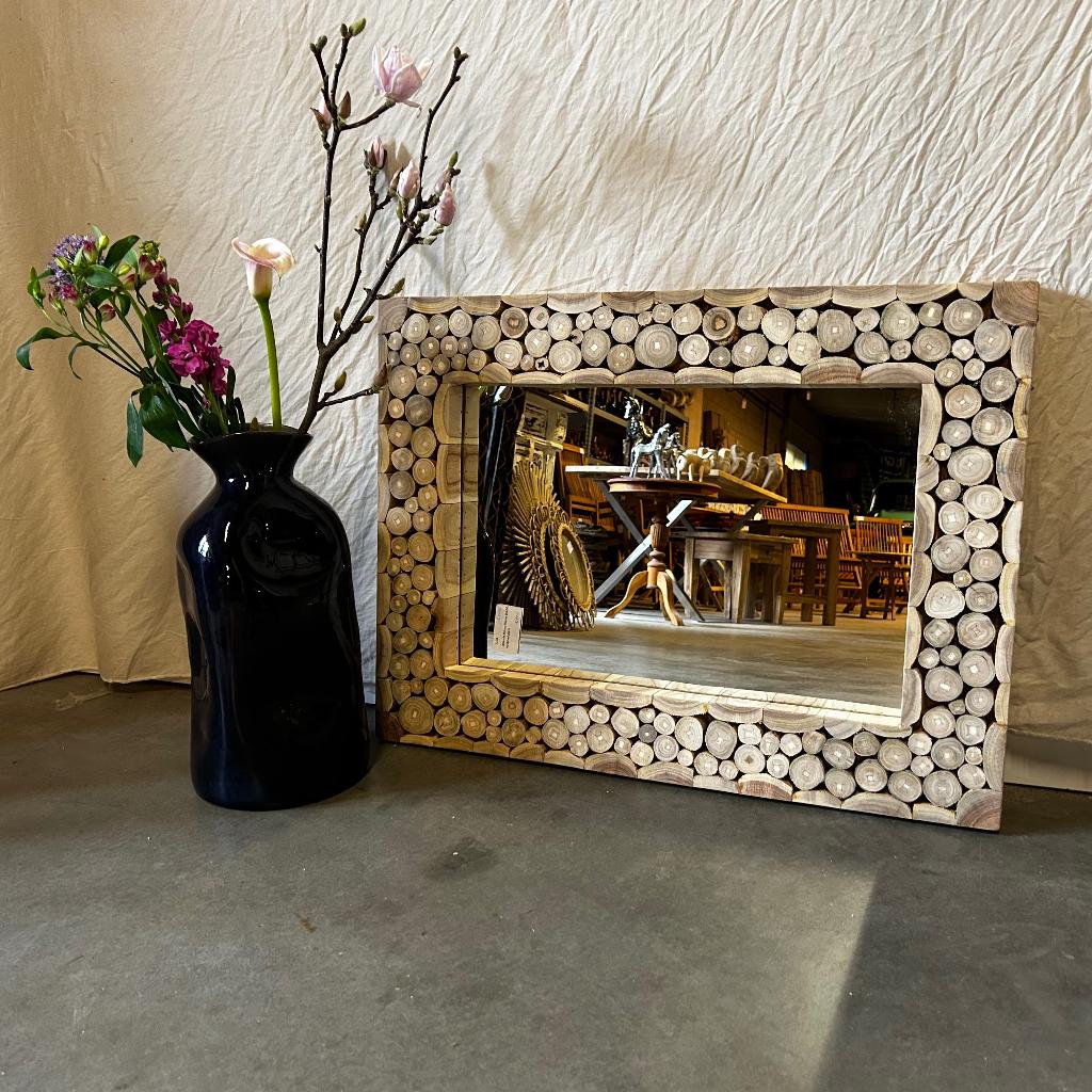 Spiegel – massief teak lijst - 80 x 60 cm - TTM Wonen, TTM Wonen, Meubels – (Perzische) Tapijten en Woonaccessoires, Taag 63, 2491 CS, Den Haag (Forepark)