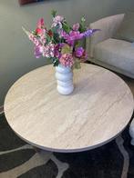 Ronde salontafel creme beige travertin, Huis en Inrichting, Tafels | Salontafels, Ophalen, Gebruikt, Rond, 50 tot 100 cm