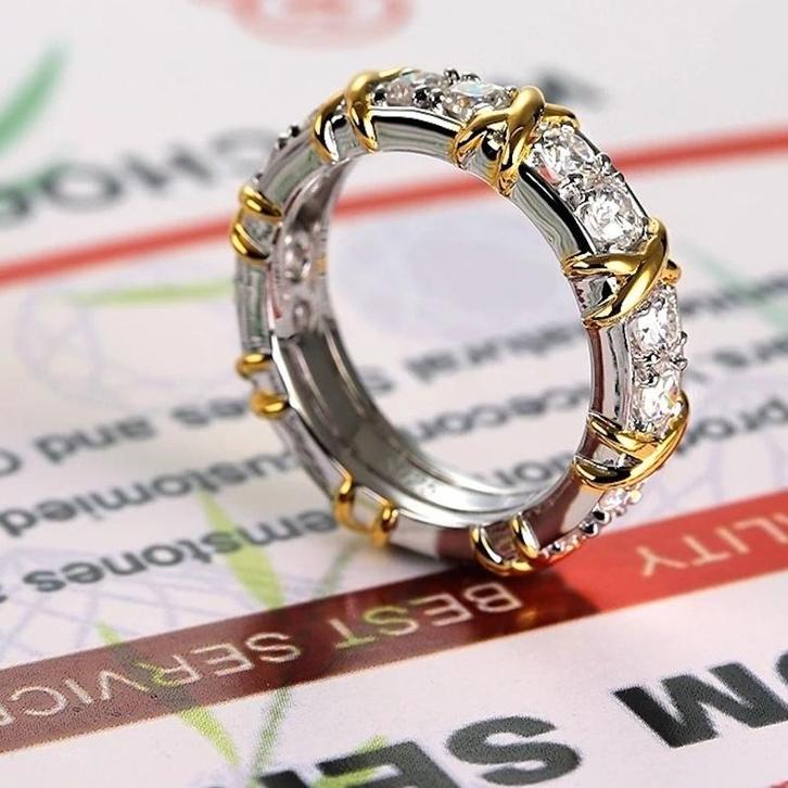 Zilveren trouwringen - Elize - 18 karaat verguld, Sieraden, Tassen en Uiterlijk, Ringen, Nieuw, Dame of Heer, Zilver, Zilver, Met edelsteen