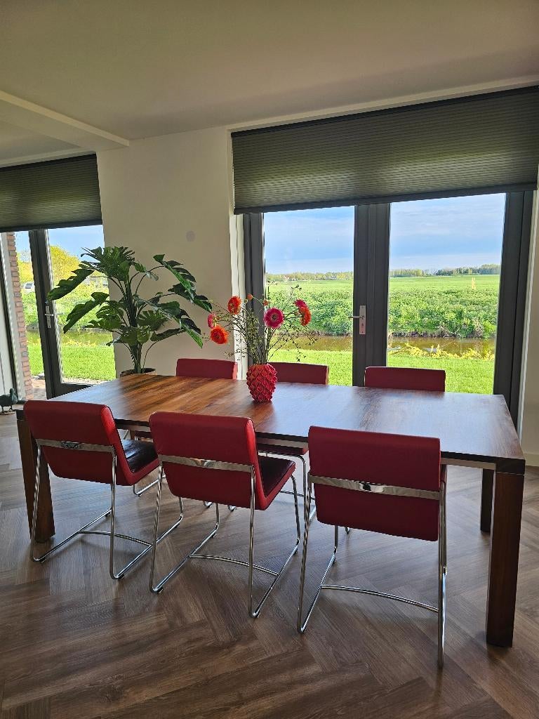 leolux eettafel vivre kersenhout, Ophalen, 200 cm of meer, 50 tot 100 cm, Zo goed als nieuw