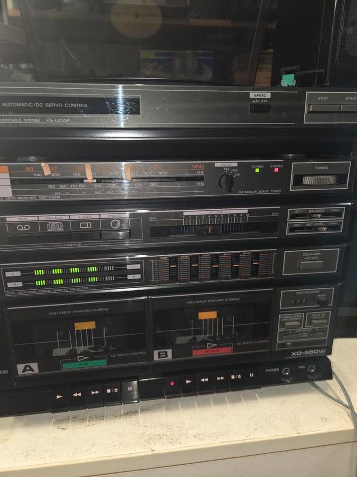 Vintage Sony Stereo Set met Platenspeler, Radio,  Dubbel, Audio, Tv en Foto, Stereo-sets, Gebruikt, Cassettedeck, Tuner of Radio