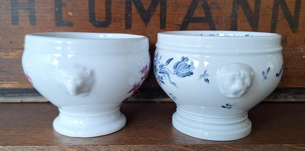 Vintage franse soepkommen met leeuwenkopjes, Antiek en Kunst, Ophalen of Verzenden