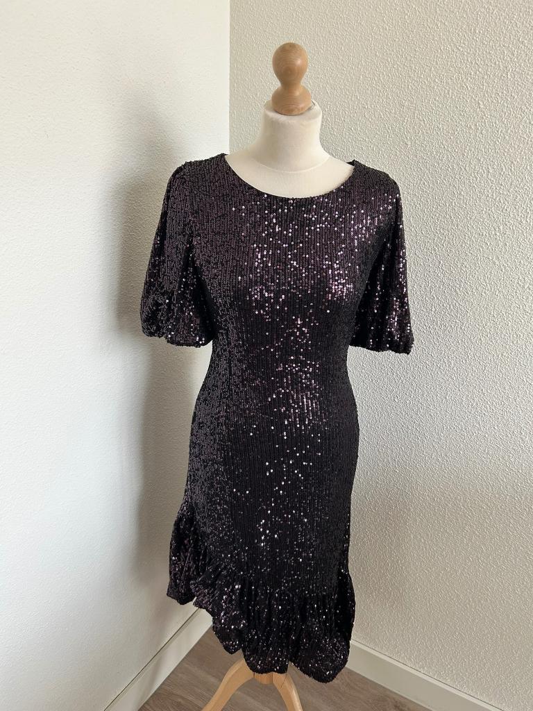 PBO maat M feest glitter jurk paillet zwart 2338, PBO, Zwart, Philosophy blues original, Ophalen of Verzenden