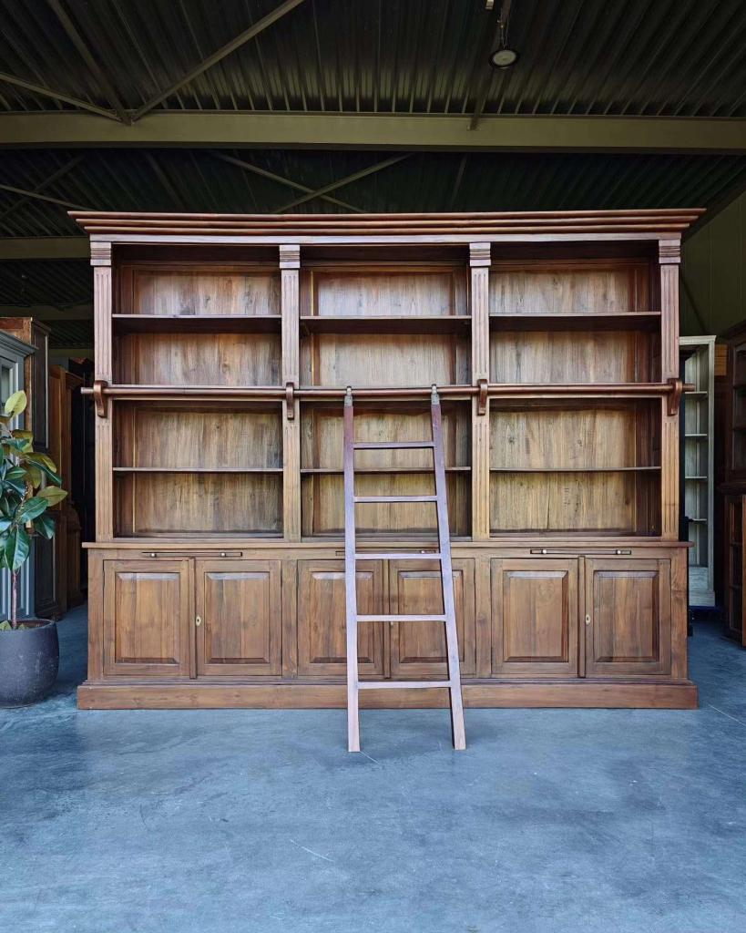 Prachtige teakhouten bibliotheekkast | Boekenkast #0253, Huis en Inrichting, Niet ingevuld, Gebruikt, 200 cm of meer, Niet ingevuld