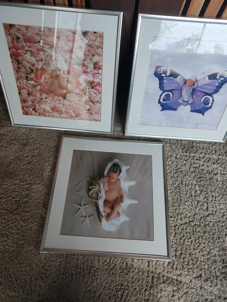 Drie fotolijsten met afbeeldingen, Ophalen of Verzenden