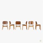 Set van 6 Børge Mogensen stoelen model 155, Ophalen, Gebruikt, Bruin, Scandinavisch