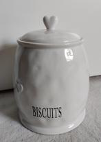 Voorrraadpot koekjes BISCUITS off-white versierd met hartjes, Huis en Inrichting, Keuken | Servies, Overige typen, Ophalen of Verzenden