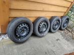 4 autobanden met velg maat 155/65 R14, Ophalen, 14 inch, Gebruikt, 155 mm