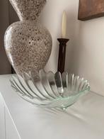 Vintage glazen schelp schaal met ribbels, Ophalen, Gebruikt