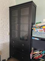 Zwarte HEMNES vitrinekast 90x197, Ophalen, 50 tot 100 cm, Zo goed als nieuw, 150 tot 200 cm