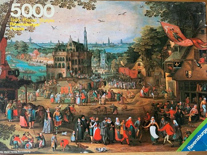 Ravensburger Puzzel 5000 Stukjes - Boerenkermis, Hobby en Vrije tijd, Denksport en Puzzels, Zo goed als nieuw, Legpuzzel, Meer dan 1500 stukjes