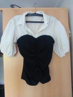 Blouse Met Taille Zwart Wit Maat S/M, Ophalen of Verzenden, Gedragen, Maat 36 (S), Wit