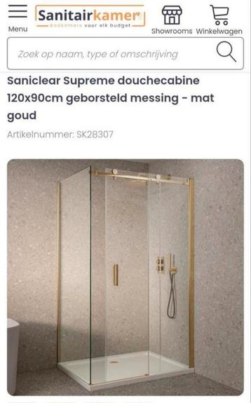 Douchecabine 120 x 100 cm geborsteld messing mat goud beschikbaar voor biedingen