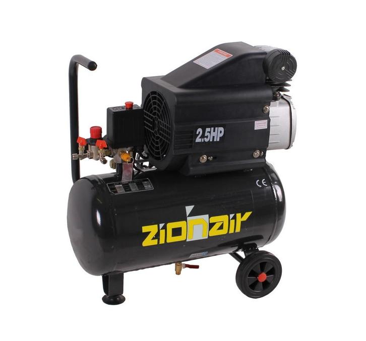 ACTIE: Compressor 24 liter / 2 hp / 2,5 kW - ZioAir, Doe-het-zelf en Verbouw, Compressors, Nieuw, 6 tot 10 bar, Minder dan 25 liter