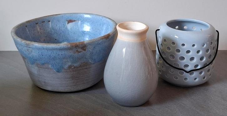 Diverse potjes/vaasjes/kaarshouders, Tuin en Terras, Bloempotten, Zo goed als nieuw, Aardewerk, Minder dan 40 cm, Minder dan 25 cm