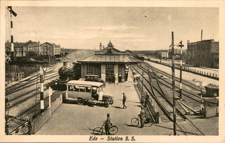 Ede Station S.S. Stoomrein Autobus Spoorwegovergang TOPPER, Verzamelen, Ansichtkaarten | Nederland, Gelopen, Gelderland, 1920 tot 1940