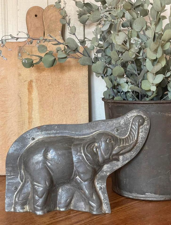 Brocante oude chocolademal / chocoladevorm Olifant, Antiek en Kunst, Curiosa en Brocante, Ophalen of Verzenden