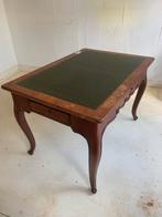 Antieke mahoniehouten tafel met groenleren ingelegd blad, Antiek en Kunst, Ophalen