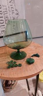 Groene glazen vaas, Huis en Inrichting, Woonaccessoires | Vazen, Ophalen, Minder dan 50 cm, Groen, Glas