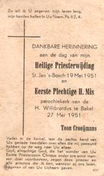 Crooijmans Toon 's-Bosch 1951 Bakel, Ophalen of Verzenden