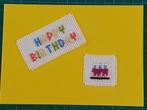 kaart met geborduurd taartje en happy birthday (1666), Ophalen of Verzenden, Nieuw, Overige thema's